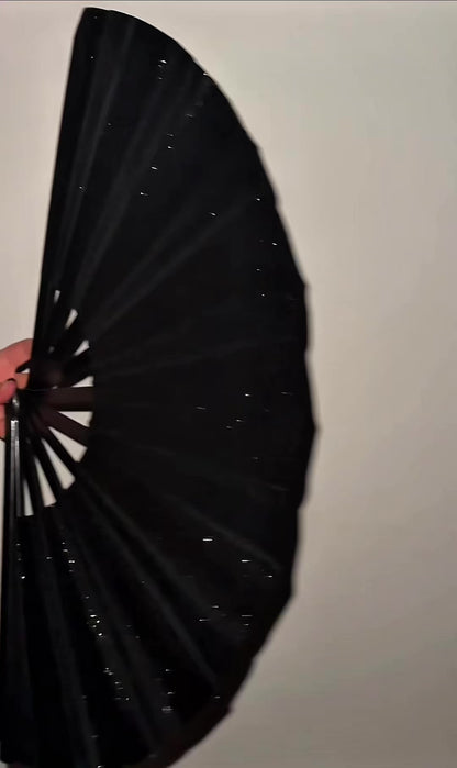 🖤Nightglitz – Fekete csillogós legyező